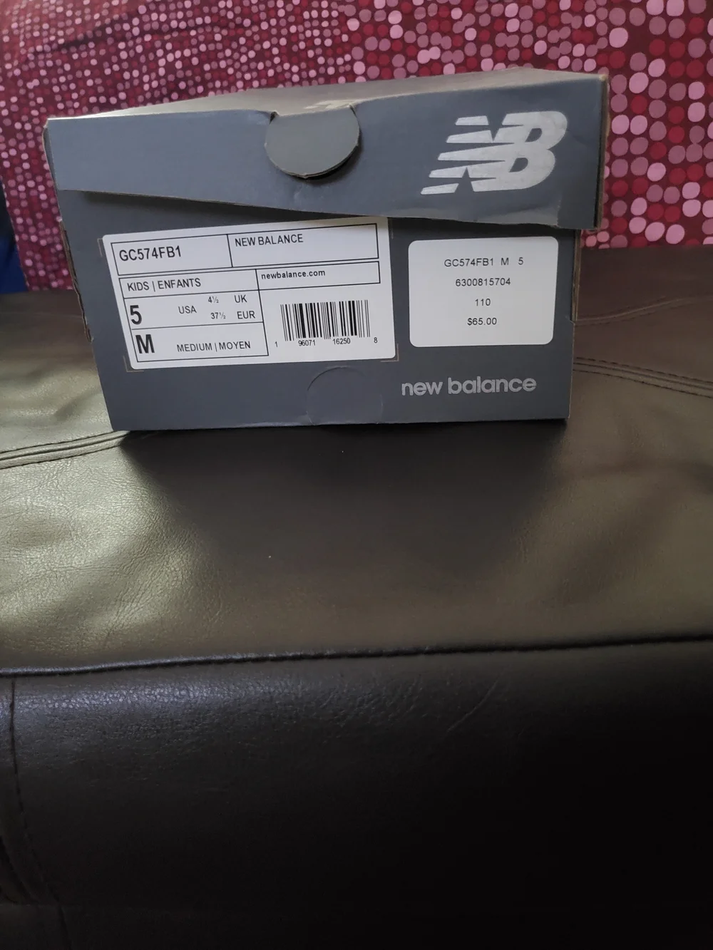 New Balance Kids Burgundy Lace-Up Sneakers